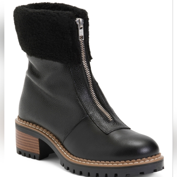 🔹️Bertuchi🔹️made In Spain Leather Front Zipper Booties With Faux Fur - Picture 1 of 3